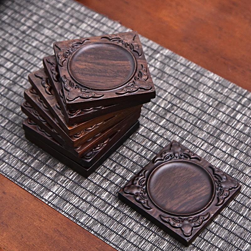 1 шт. Подставка под чашку для чая, креативная подставка под чашку, термостойкая, нескользящая, из черного дерева, сандалового дерева, квадратная подставка для чайной церемонии в стиле дзен