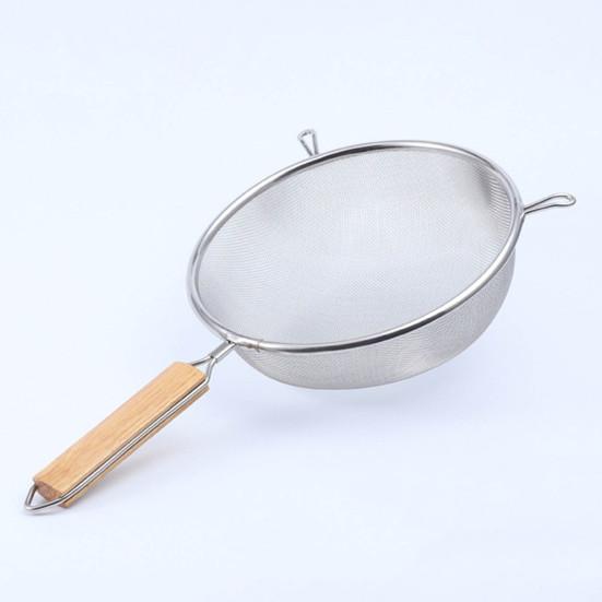 Stainless Steel Mesh Strainer with Wooden Handle Fine Mesh Filter Spoon Wire Sieve