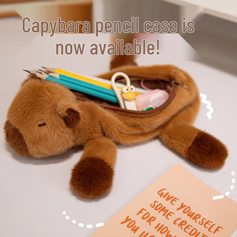 Cute Capybara Plush Pencil Case - High-Value Stationery Storage Bag for Students and Office Use