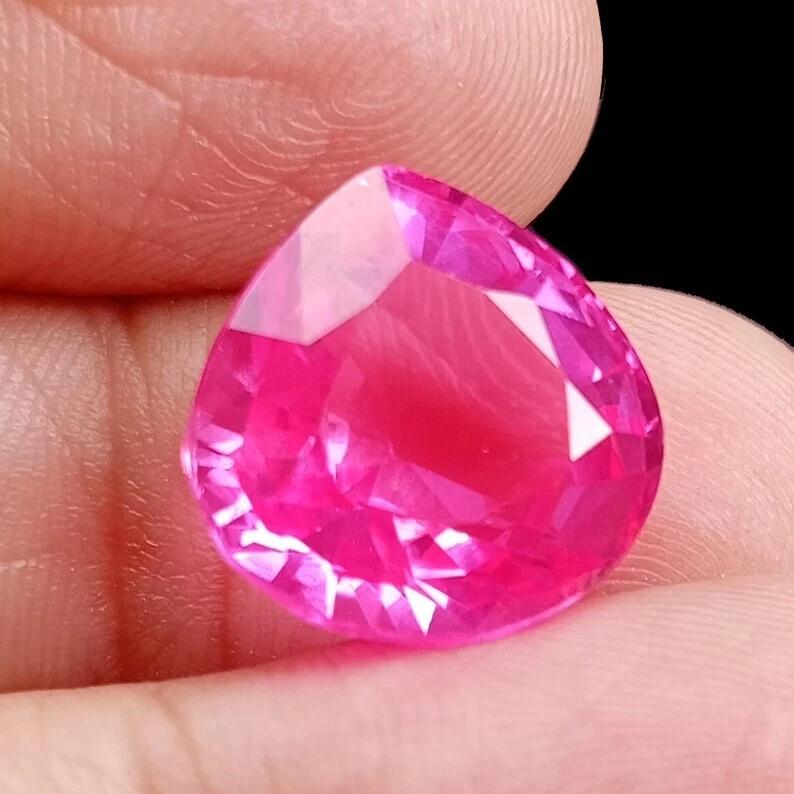 Fabulous Natural Pink Sapphire 12+ Ct Pear Cut Certified Loose Gemstone