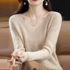 Slim Fit Women Pullovers Sweaters Bottoming Tops Autumn And Winter New V-neck Knitted Sweater Long Sleeve Solid Color Knitwears Clothes 28502
