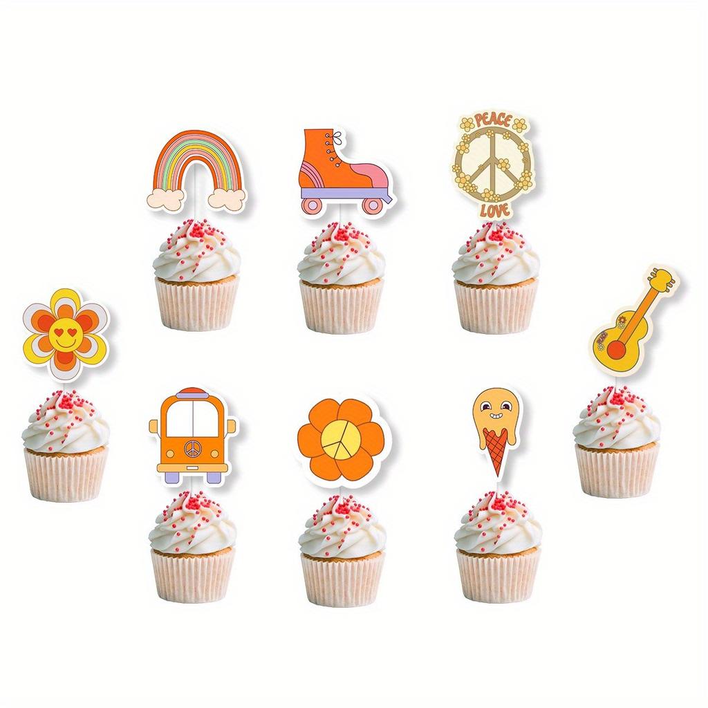 1 набор из 24 шт. милых одноразовых флажков для кексов своими руками, идеально подходящих для декора дня рождения и семейных посиделок