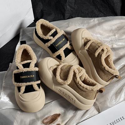 Лоферы из натуральной кожи и бархата для женщин, зимние кроссовки в стиле ретро на липучке, белая обувь на толстой подошве, обувь на все случаи жизни