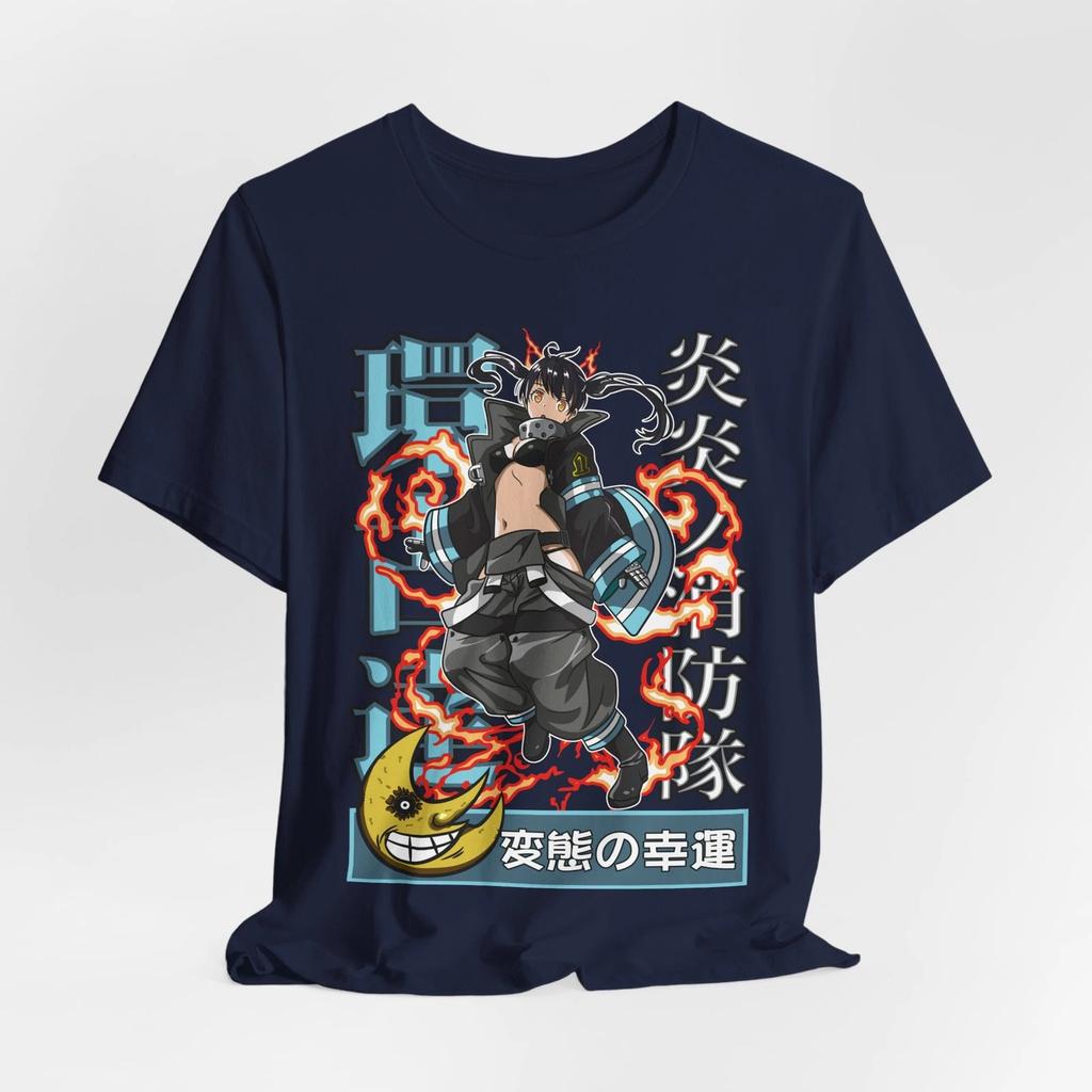 Anime Fire Force Character T-Shirt | Japanese Kanji Graphic Tee