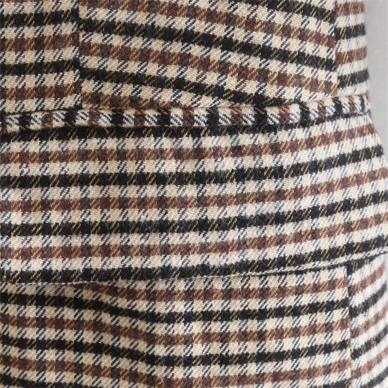 Осенний женский пиджак в британском стиле в клетку чиби с начесом