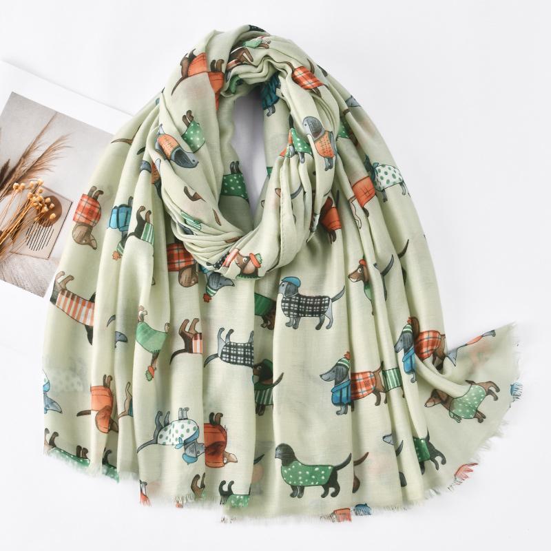 Животный Шарф Кисточка Вискозная Шаль Такса Собака Кошка Узор Шарфы Женские Мусульманский Хиджаб Милые Повязки на Голову Муфлер