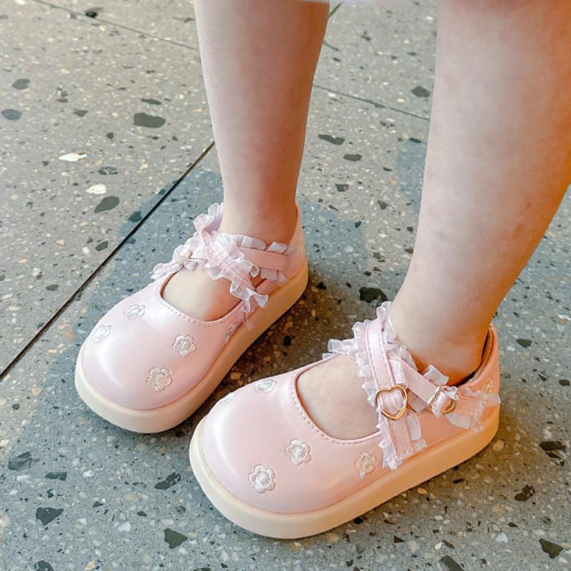 2024 Девочки принцесса кожаные туфли Лолита стиль дети повседневные туфли Мэри Джейн мода вышитые цветы милые детские одинарные туфли