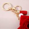 1шт искусственная роза элегантный брелок кулон красный искусственный жемчуг модный металл с кисточкой цветок шарм