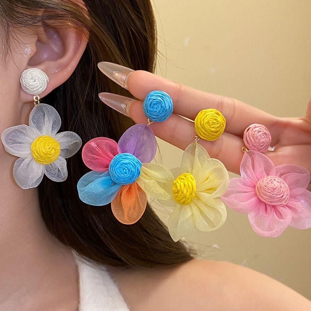 Sunflower Multi-colored Ear Accessories Exaggerated Shape Flower Ear Drop Holiday