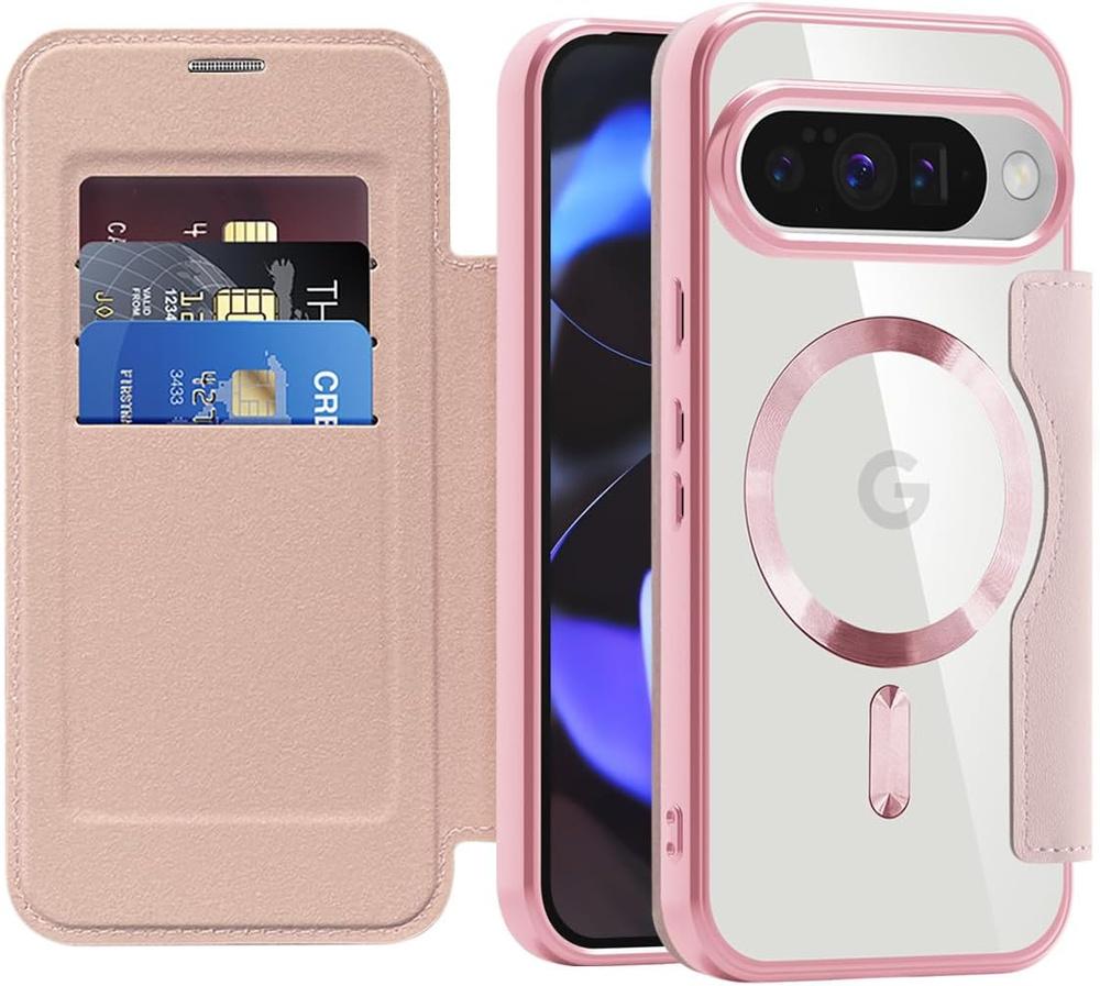 Google Pixel 10 / 10 Pro Flip Case, RFID Wallet MagSafe with Camera Protection, Pink