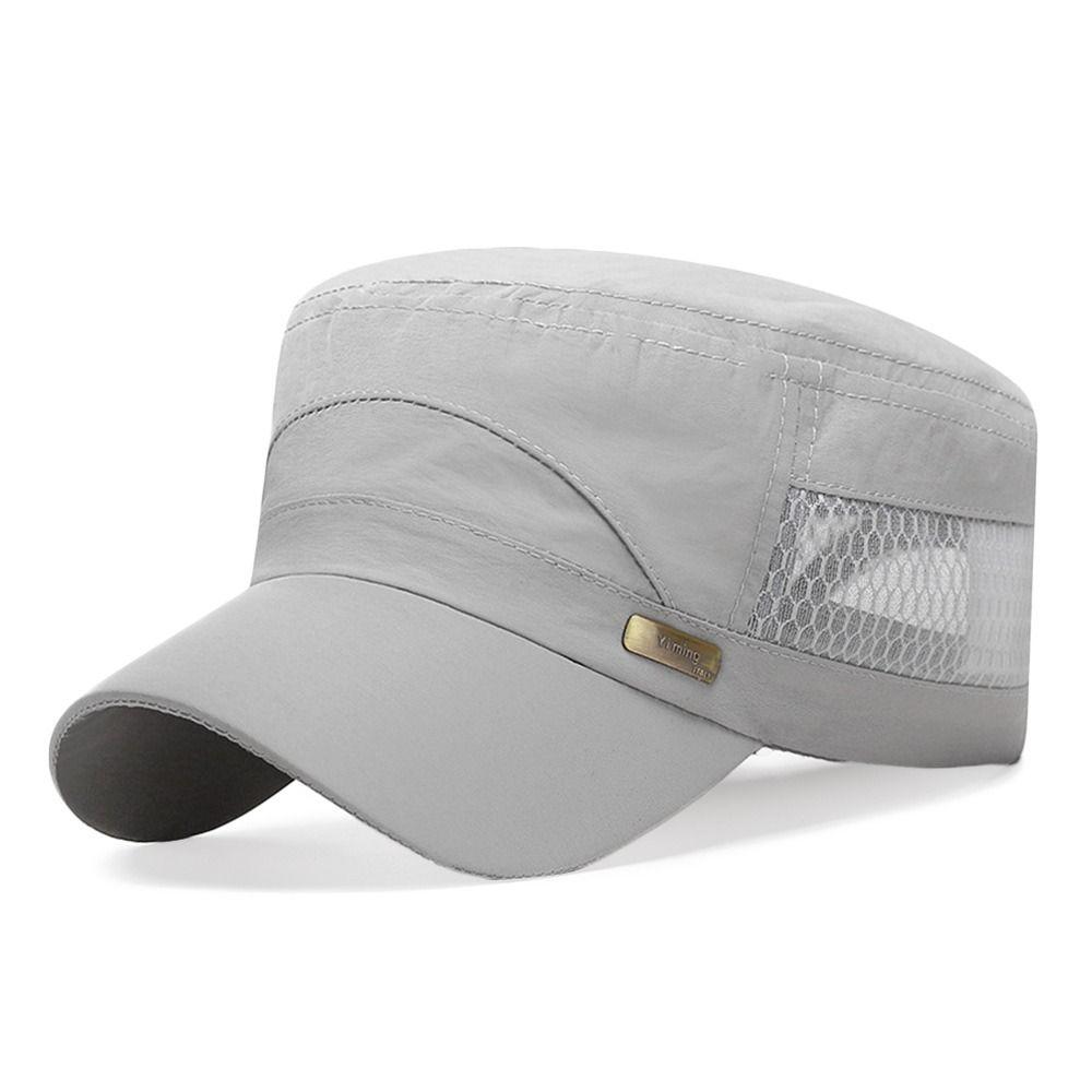 Spring Summer Anti-UV Baseball Cap Adjustable Casual Cadet Hat Outdoor Breathable Flat Top Cap Men