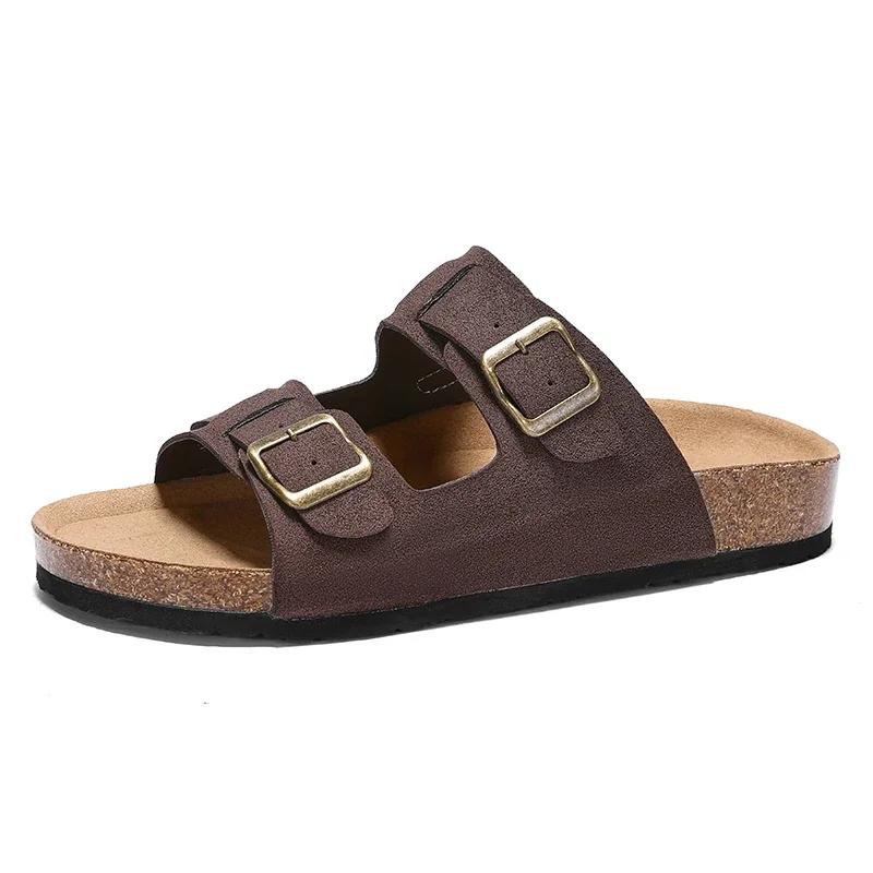 Мужские кожаные сандалии для мужчин, пляжные сандалии, мужские удобные тапочки, оригинальные брендовые туфли, летняя мужская обувь 2025 года, дизайнерская мужская обувь