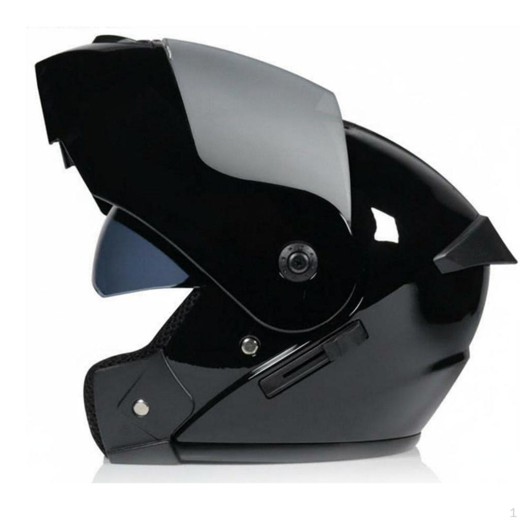 Flip up Full Face Helmet All Season Double Visor Removable Lining for Commuting S Black Silver Lens