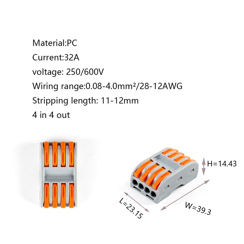 5X 10X Quick Wiring Connector Universal Compact Electric 0.08-4mm² Wire Connectors Conductor Splitter Terminal Blocks PCT-225