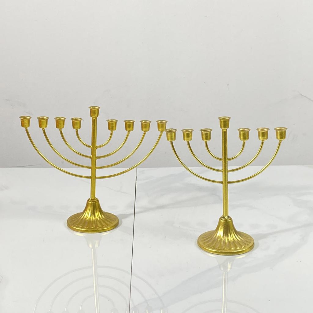 Hanukkah Menorah 7/9 Branch Candle Holder for 0.51in Dia Candle Detachable Candelabras Vintage Iron Candles Stand Decor