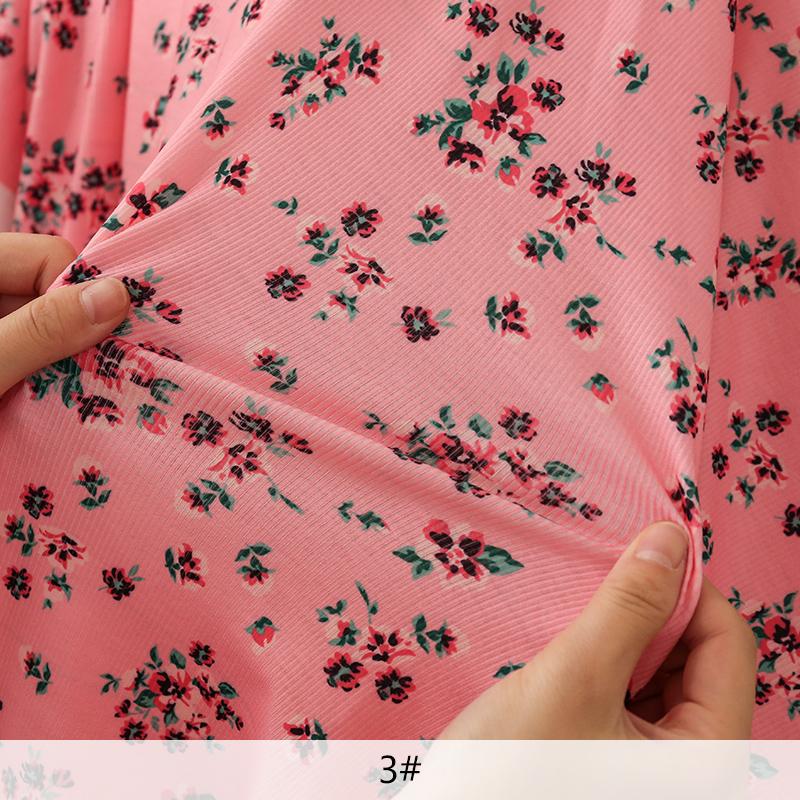 Рубчатая эластичная трикотажная ткань джерси на метр Эластичные ткани с цветочным принтом для шитья платьев или модной одежды Топы для маленьких девочек DIY TJ1593