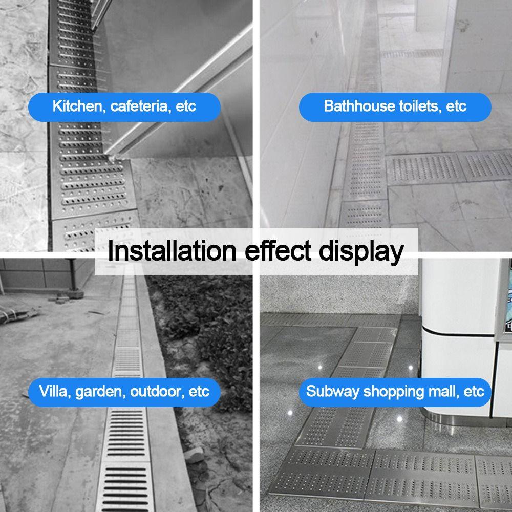 Rectangle Shape Shower Floor Drain Mesh Stainless Steel Linear Floor Drain Outdoor Courtyard
