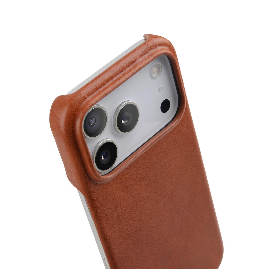 MELKCO For iPhone 17 Pro Max Case Compatible with MagSafe Waxy Genuine Cow Leather PC Phone Back Cover