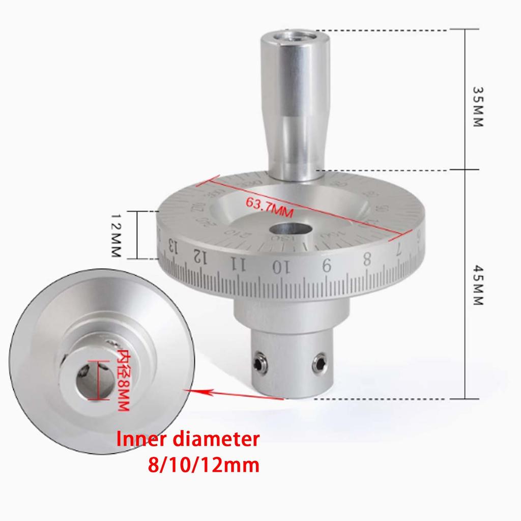 Aluminum Alloy Lathe Hand Wheel with High-definition Scale, Manual Slide Hand Crank Wheel for Metalworking Equipment
