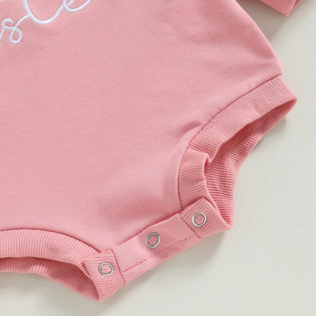 Baby Girls Long Sleeve Jumpsuits Casual Letter Print Sweatshirt Romper for Newborn Infant Toddler Cute Clothes