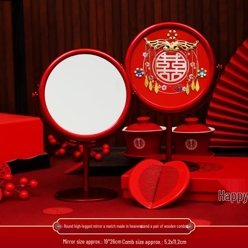 Полный свадебный набор невесты в европейском стиле: Пара зеркал и красные приданые вещи