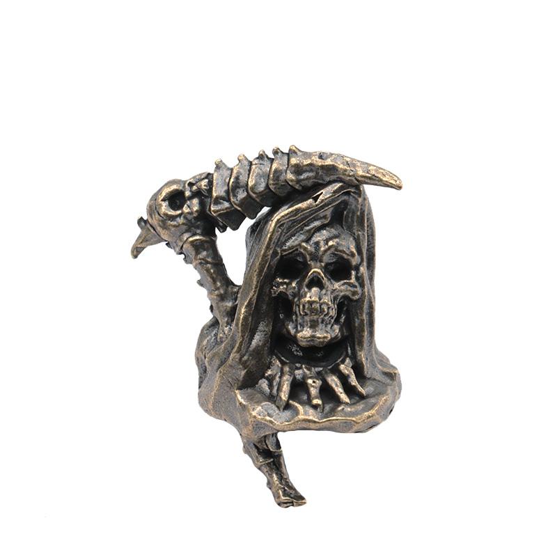 Grim Reaper Skull Brass Knife Beads EDC DIY Paracord Woven Bracelets Lanyard Pendants Accessories Outdoor Tool Hangings Charms