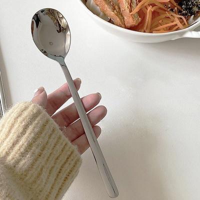 Нержавеющая сталь, круглая ложка с большой головкой, чистая, красная, золотистая, для ужина, с длинной ручкой, десертные ложки для перемешивания, кухонные аксессуары, гаджеты