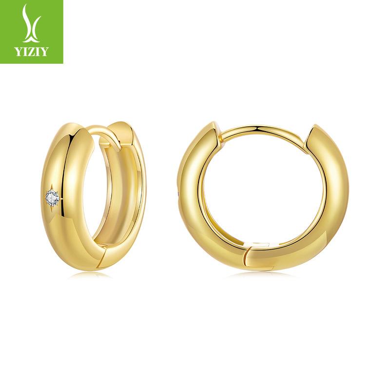 Дизайн Глянцевый Набор Серьги Кольцо, Уникальная Индивидуальность, Простые и Изысканные Медные Металлические Украшения