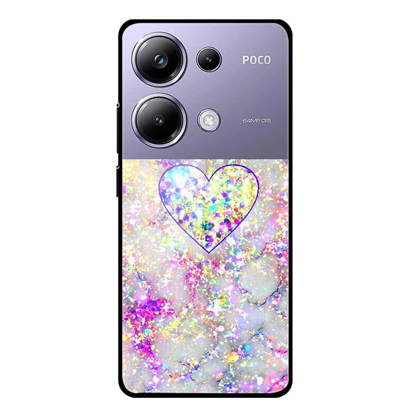 Красочный эстетичный чехол из закаленного стекла для Redmi 12 5G и POCO M6 PRO