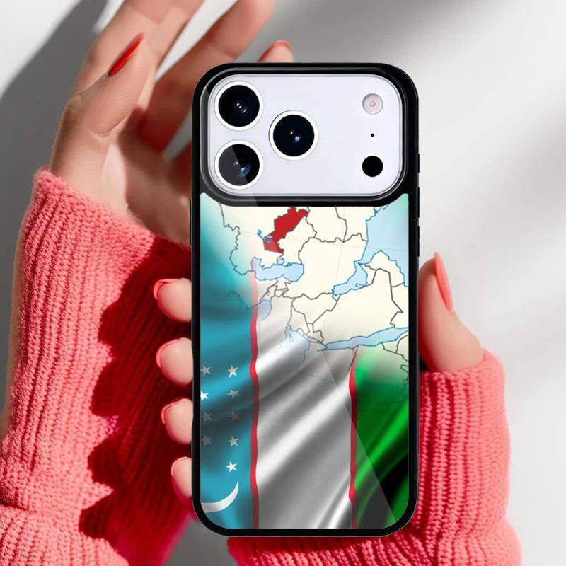 Чехол для телефона с флагом и гербом Узбекистана для iPhone 17 Air 16e 15 14 13 Pro Max Задняя крышка для 12 11 Pro Coque