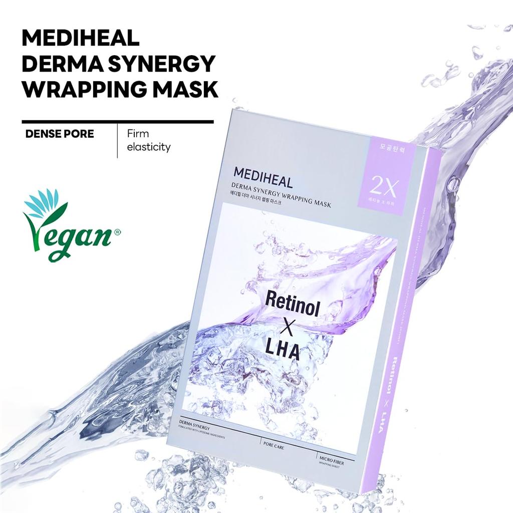 Mediheal Derma Synergy Wrapping Mask Эластичность пор Улучшает баланс кожи с ретинолом для пор и LHA (4 шт.) - &