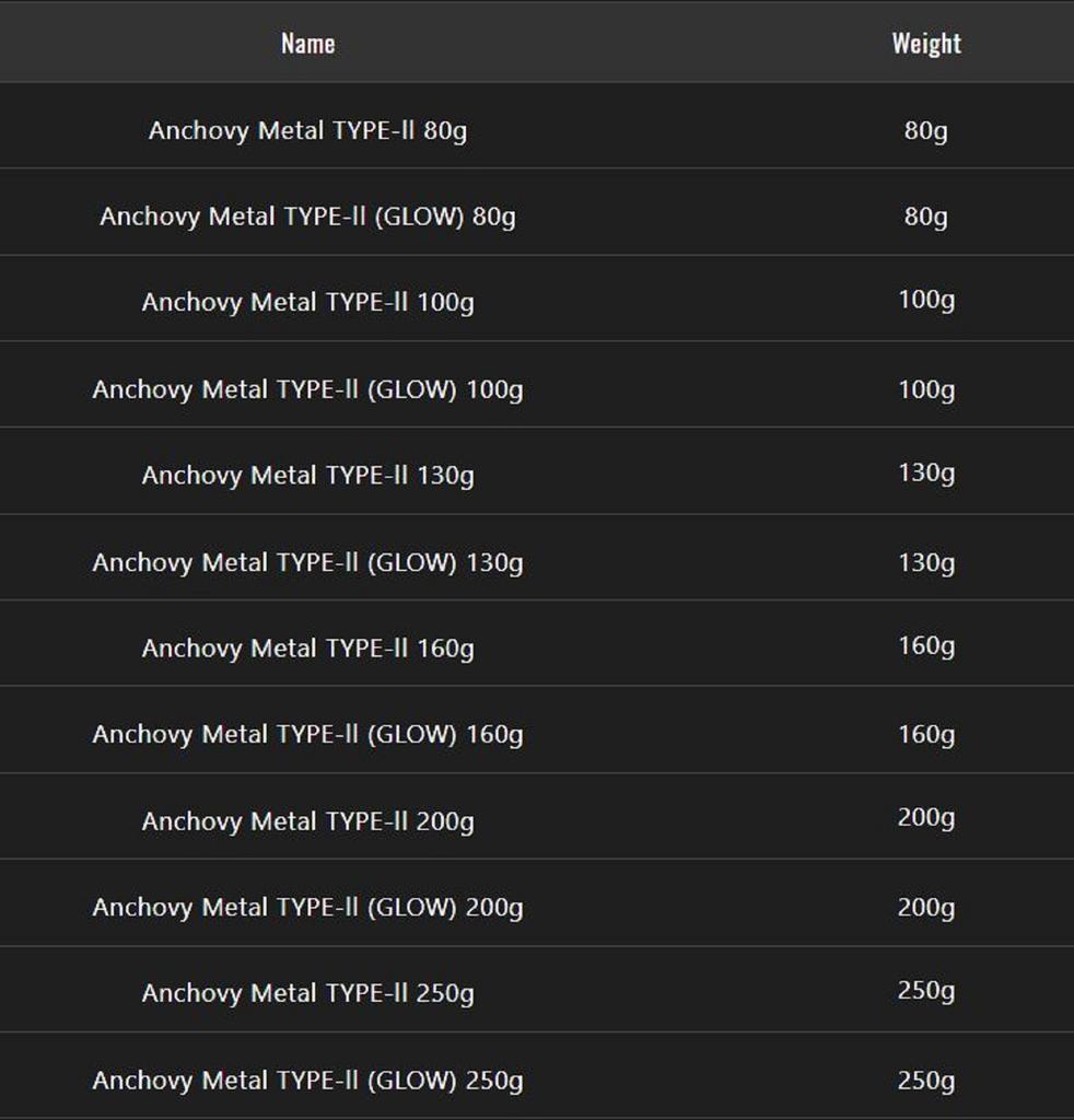 Jackall Metal Jig Anchovy Type 2 Slow Slide 80 grams Glow Stripe (0080)