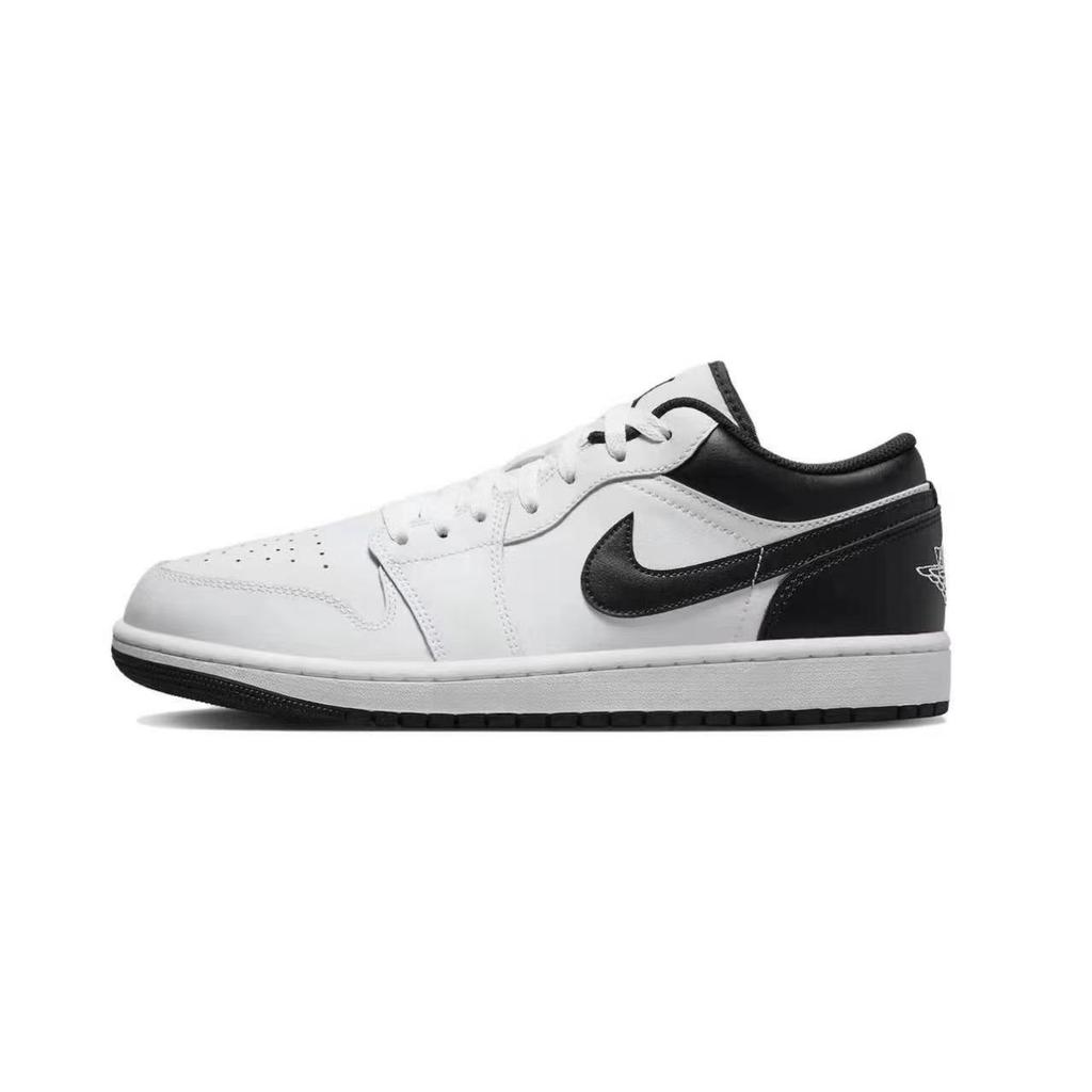 Jordan Air Jordan 1 Нескользящие Устойчивые к истиранию Низкие Винтажные Баскетбольные Кроссовки Мужские Черные Белые Серые 553558-132(Команда59-)