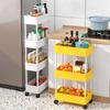 Storage Shelf  with 360-Degree Wheels Versatile 4-Tier Rolling Cart Space-Saving Removable Multi-Tier Shelf