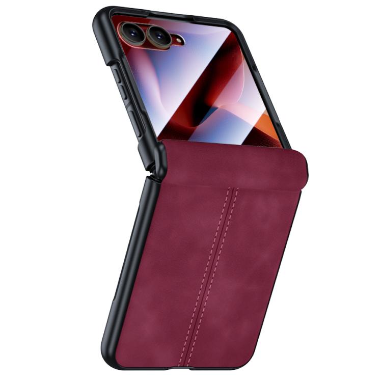 Film Integrated Sheepskin Texture Stitched Phone Case For Motorola Razr 70 Ultra, Shockproof Fold Protective Cover