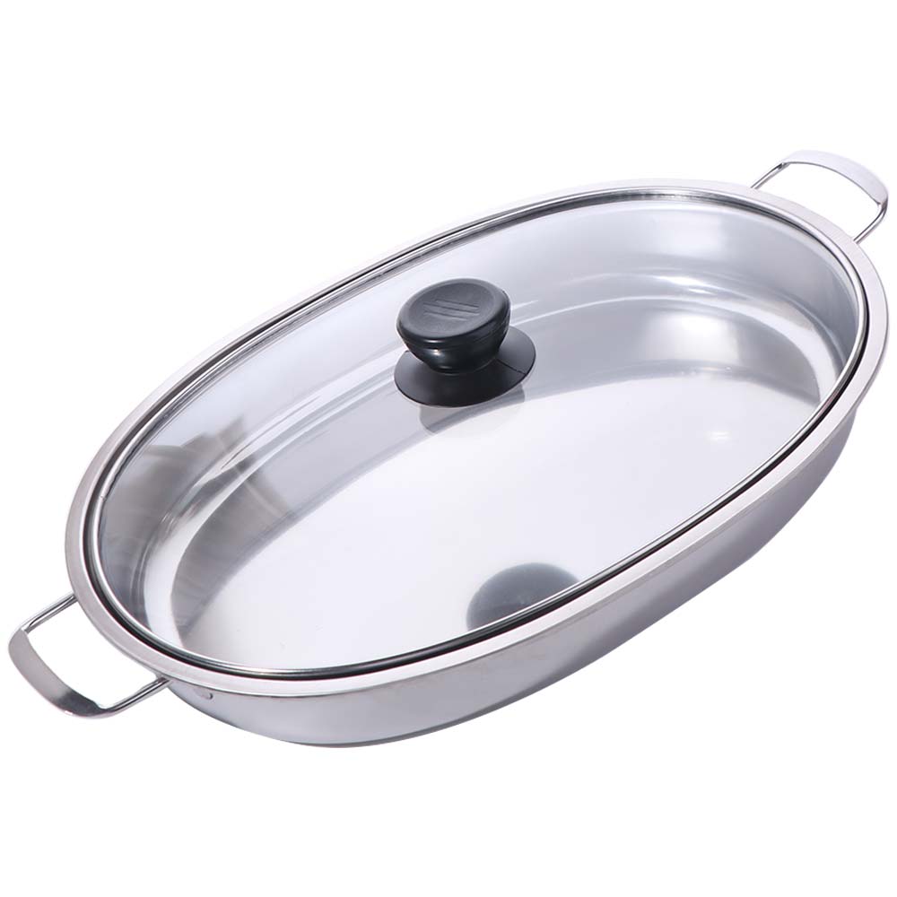 Stainless Steel Barbecue Grill Pan Deepened Fish Steamer Oval Grilled Fish Pan  Commercial