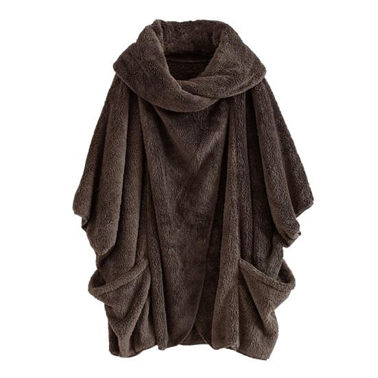 Women Winter Sweatshirt with Pockets Double-sided Velvet Baggy Irregular Large Turn-down Collar Solid Color