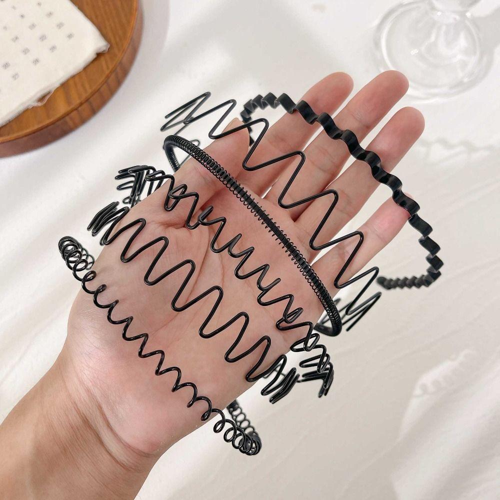 Двухслойный тонкий металлический обруч для волос, мужская резинка для волос весенней формы, повязка на голову в форме волны, детская повязка на голову