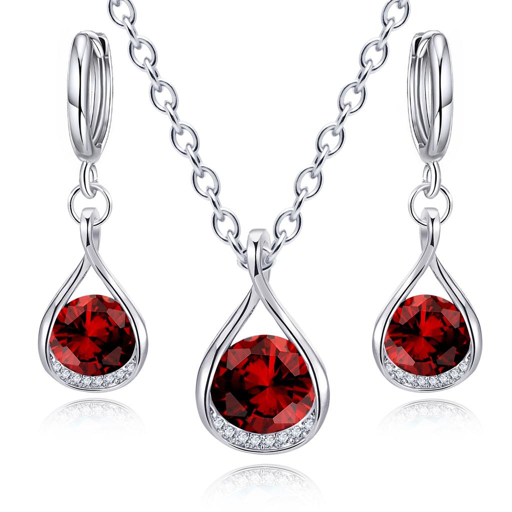 New gemstone niche high-end elegant necklace and earring set with crystal pendant jewelry