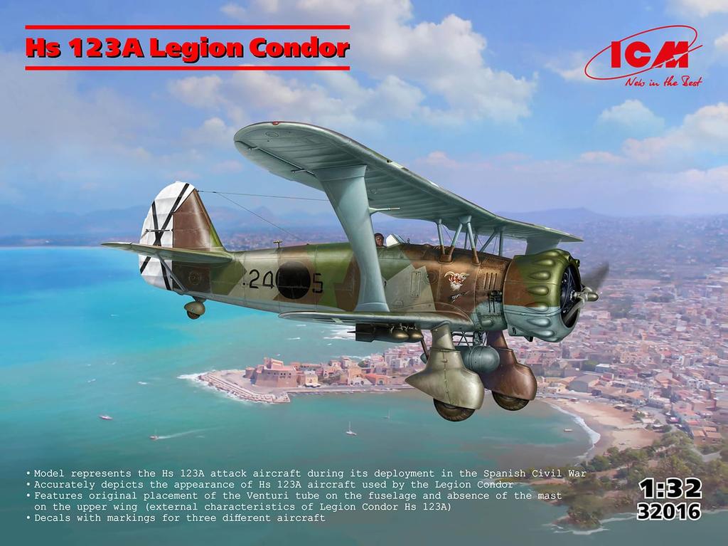 ICM Henschel Легион Кондор Пластиковая Модель 32016 1/32 Hs123A-1 (Самолет)