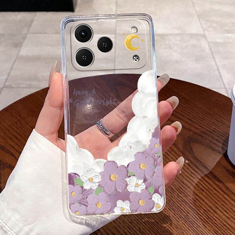 Casing For Tecno Spark 50 KN4 Case Aesthetic Fashion Cute Cat Cartoon Soft Silicone Back Cover Transparent TPU Phone Case Bumper