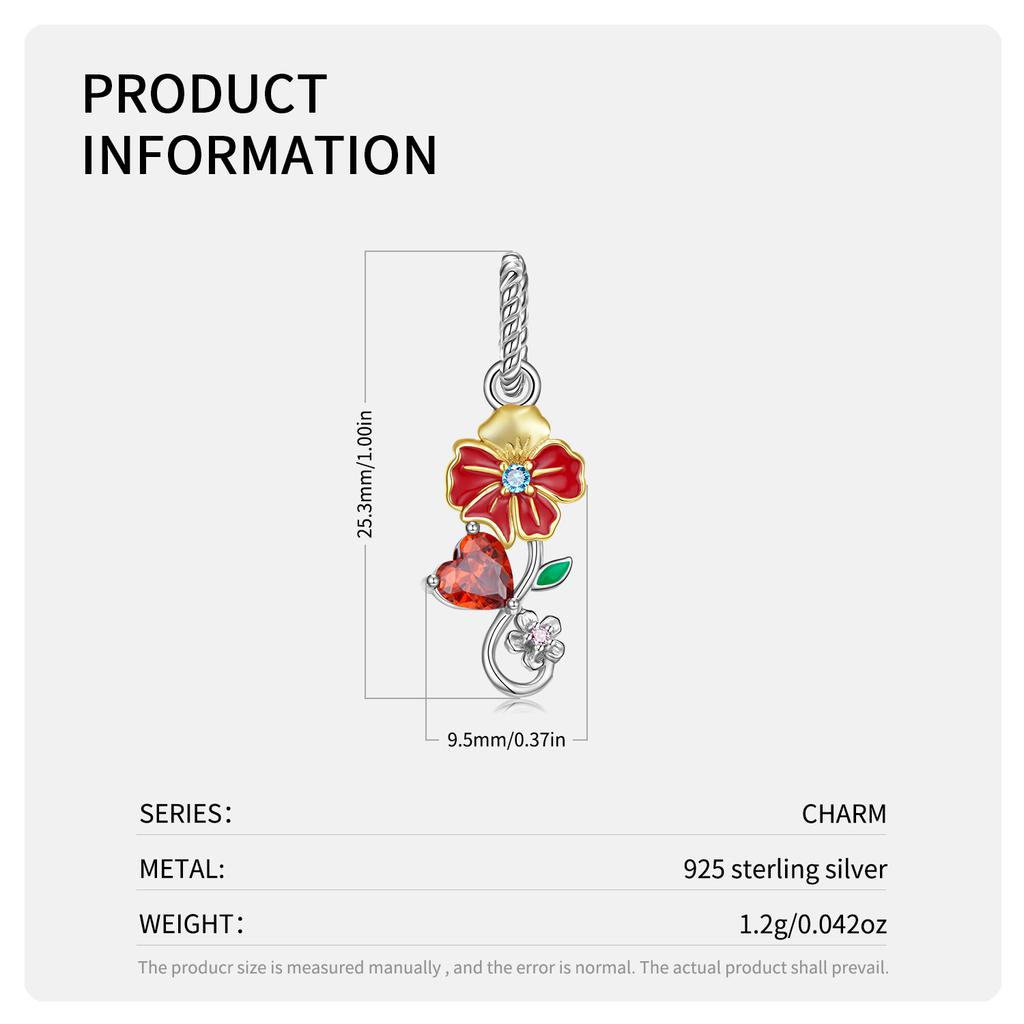 Elegant 12 Birth Flowers Charm Pendant Authentic 925 Sterling Silver Zirconia Beads for Women Fine Jewelry Charm Bracelets Christmas Flower Pendant
