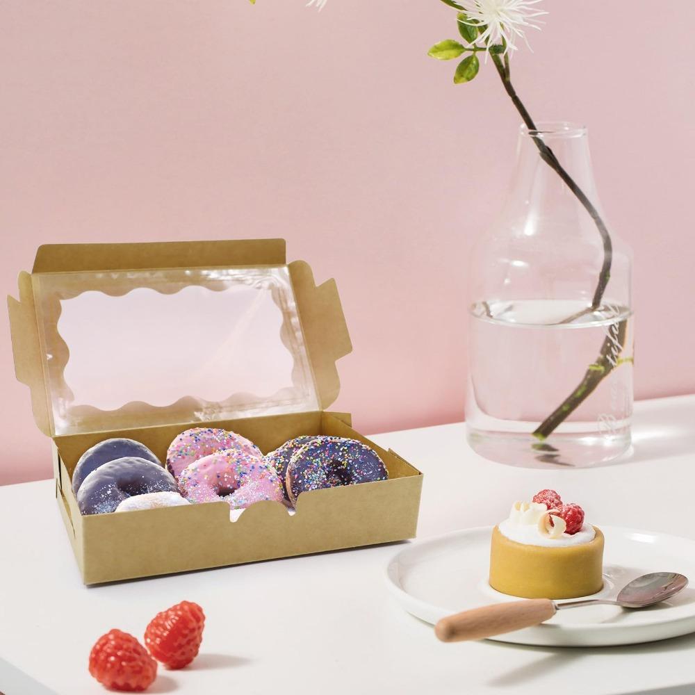 20pcs Large Treat Boxes with Window Kraft Paper Gift Wrap Boxes with Clear Window Gift Box for Weddings Birthdays Parties Ramadan Easter