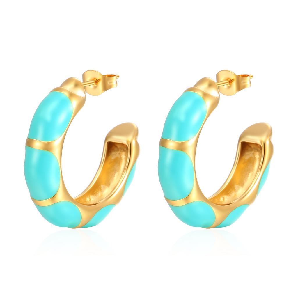 Минималистичные креативные цветные серьги-капельки C из нержавеющей стали с позолотой в стиле бамбука, дизайн Sense Jewelry