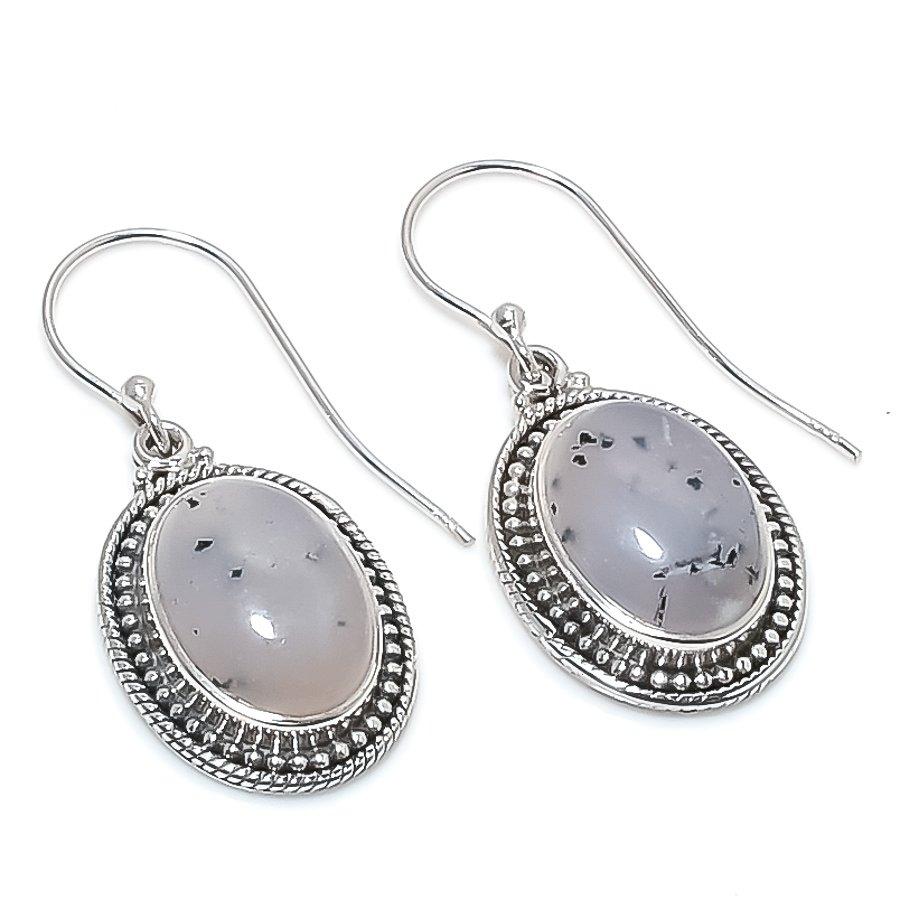 Серьги из натурального дендрита и опала из стерлингового серебра 925 пробы 1,25 дюйма n3S41