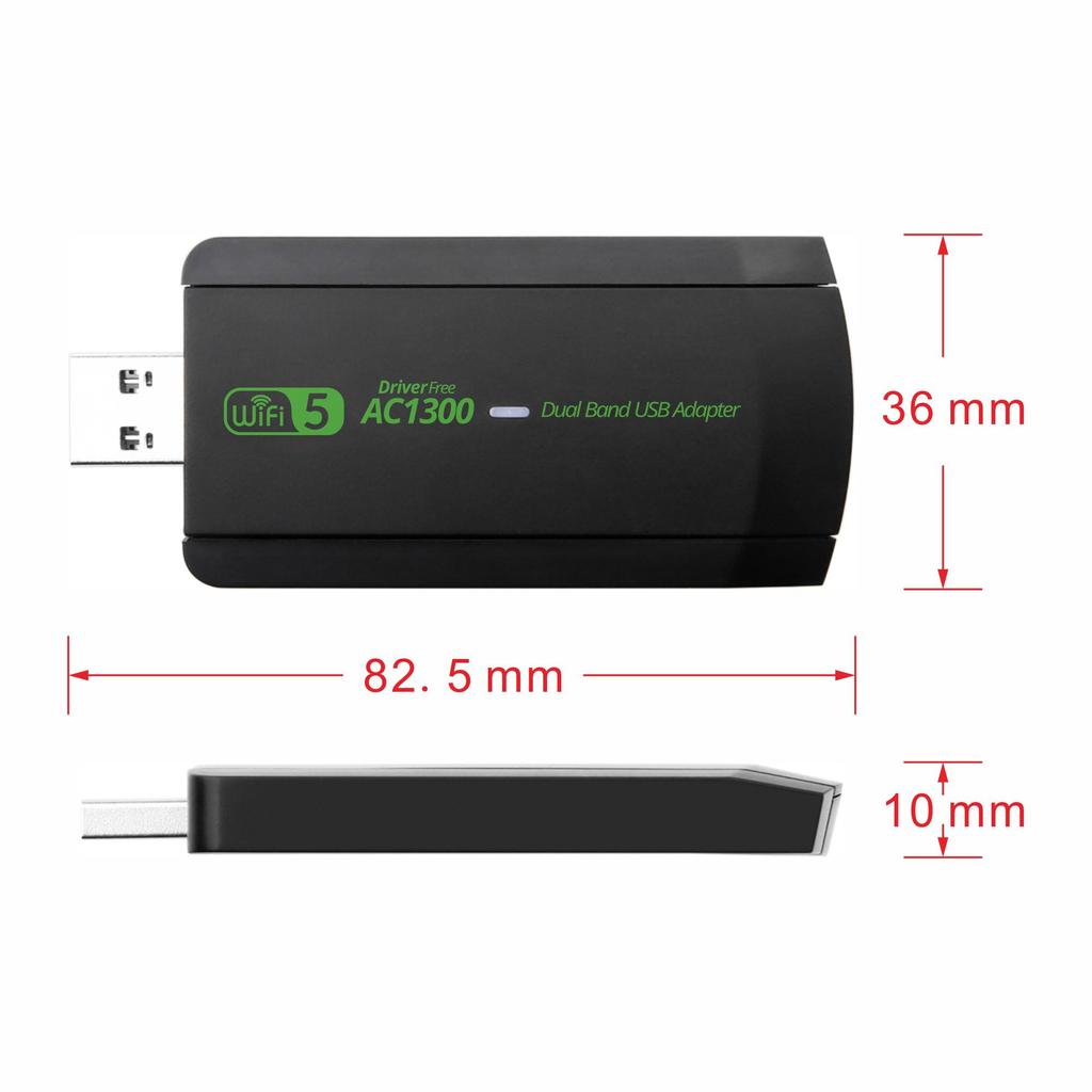 1300Mbps USB 3.0 WiFi Adapter Free Driver 2.4GHz/5GHz Dual-Band Wi-Fi Dongle Receiver 80211ax/ac/a/b/g/n WIFi 5 Wireless Network Card For PC Laptop