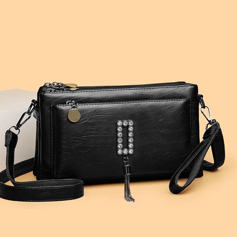 Women Shoulder Bag Soft Leather Middle-Aged Crossbody Bag for Mother Bag Large Capacity Retro Small Square Bag
