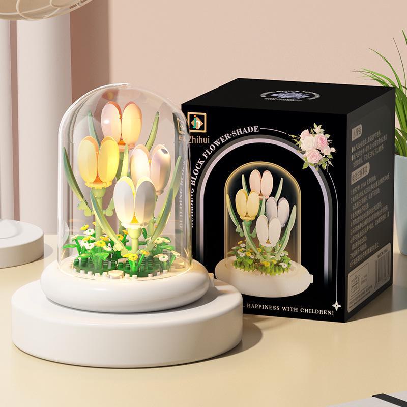 Valentine's Day Eternal Rose Bouquet: Compatible with Lego China Building Blocks, Flower Plant Potted Children's Toy