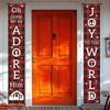 Joy To The World Door Banner 71 X 12 Inch Red Black Plaid Vertical Hanging Porch Decoration Front Door Hanging Sign Holiday Party Entryway Fireplace