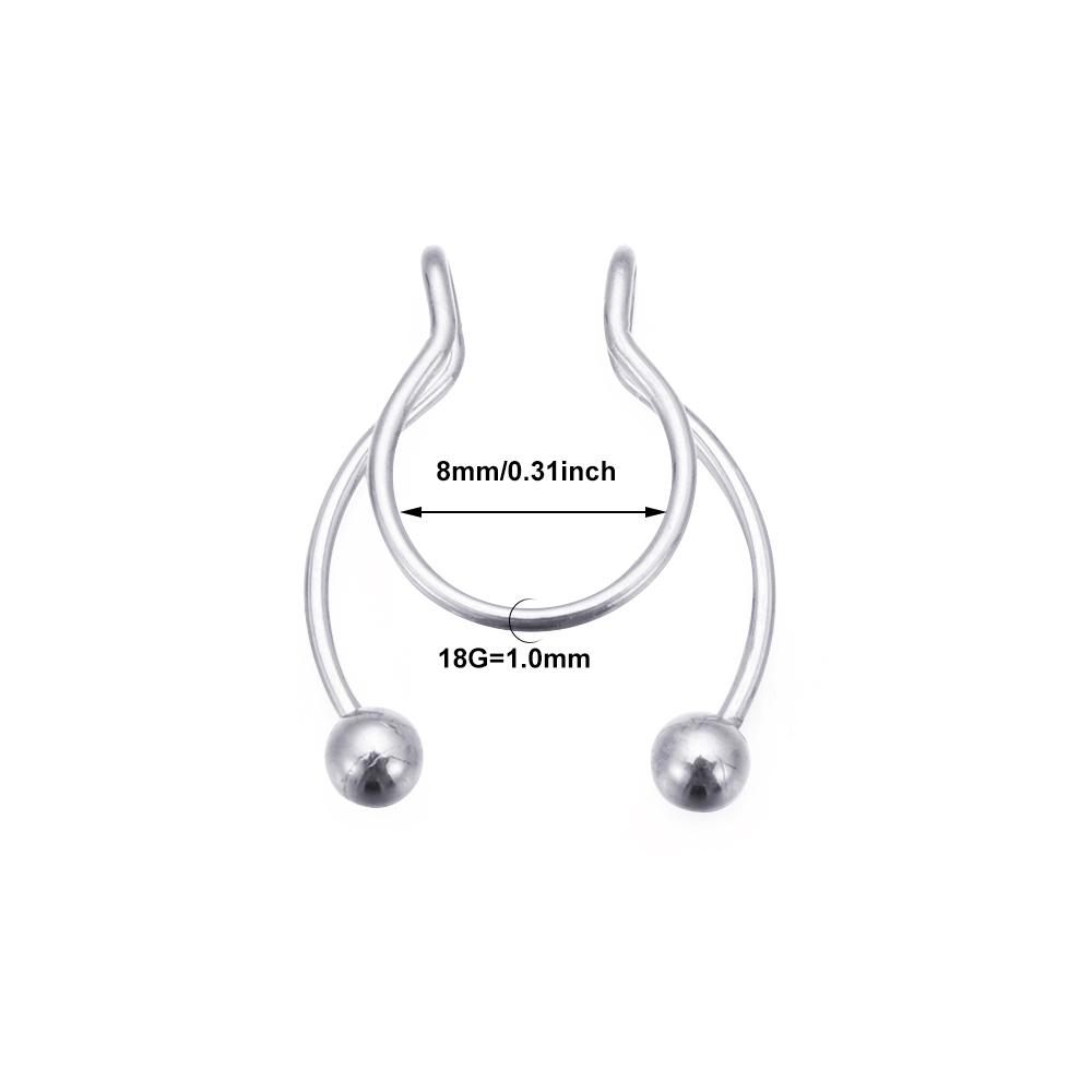 Fashion Colorful Fake Septum Stainless Steel Jewelry Non Piercing Nose Ring